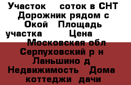 Участок 10 соток в СНТ Дорожник рядом с Окой › Площадь участка ­ 10 › Цена ­ 600 000 - Московская обл., Серпуховский р-н, Ланьшино д. Недвижимость » Дома, коттеджи, дачи продажа   